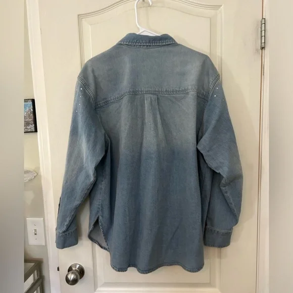 Universal Thread Rhinestone Embellished Denim Shacket - Picture 5 of 7